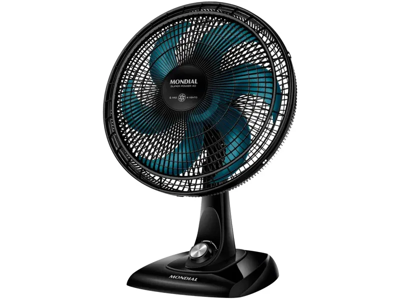 Ventilador de Mesa Mondial Super Power, 40cm, 110V, Preto, Azul - Vsp-40-Ap - 4412-01