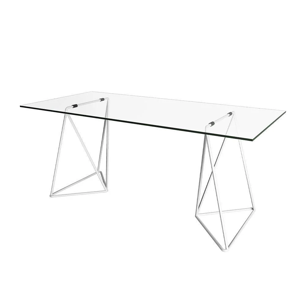 Mesa De Escritório Cavalete Arame Bela Vista Branco Branco