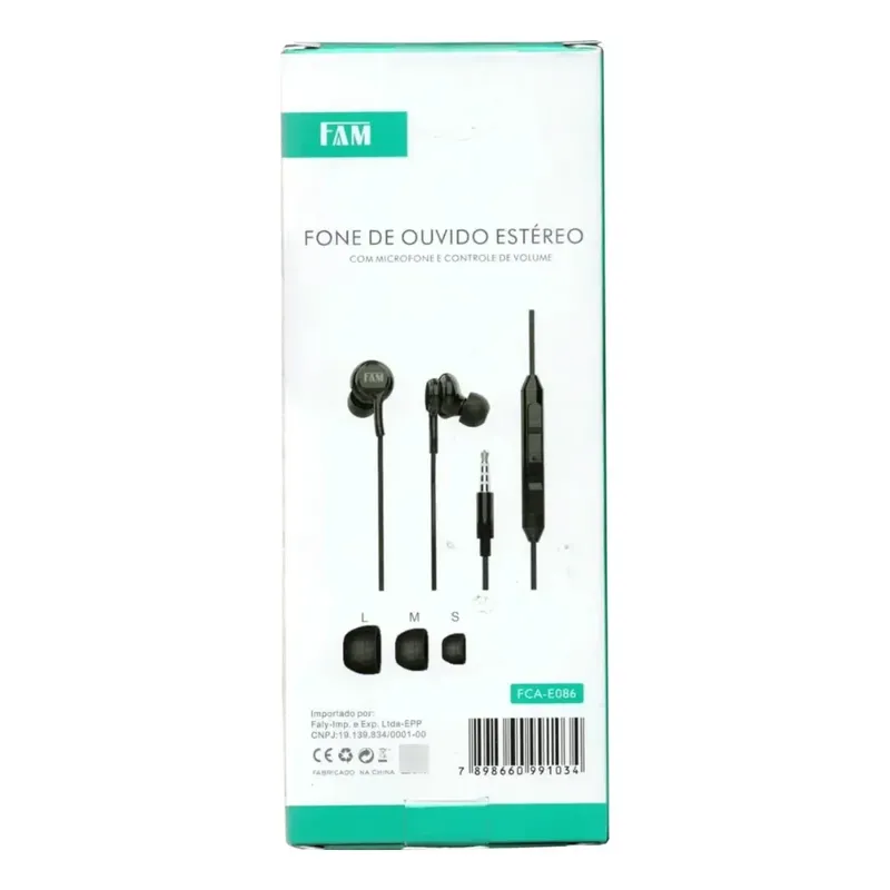 Fone De Ouvido Intra Auricular P2 Fam Fca-e086