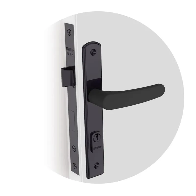 Fechadura Perfil Estreito Ipanema Externa 20mm Preta (20x53 Py45) Soprano