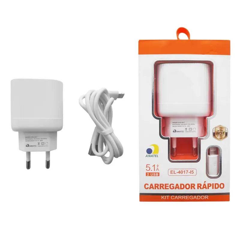 Fonte Carregador El-4017-i5 Lightning 5.1a 25w 2 Usb Bivolt
