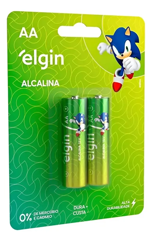 Pilha Alcalina Elgin Aa, 1.5v, Blister, Com 2 Unidades