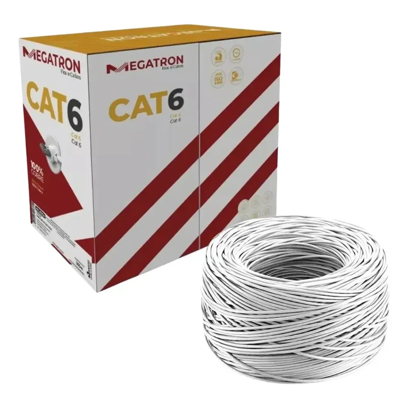 Cabo De Rede Megatron Cat6 305m U/utp CM 23 AWG 4 Pares Branco