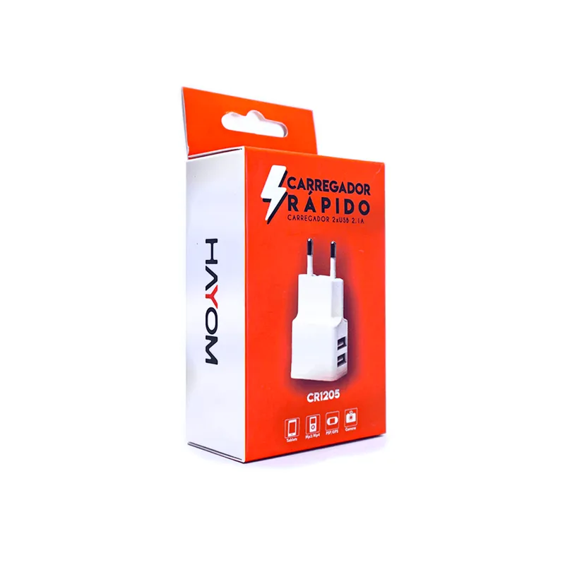 Carregador Rápido Hayom, 5v 2.1a, saída dupla, Bivolt, Branco - Cr1205