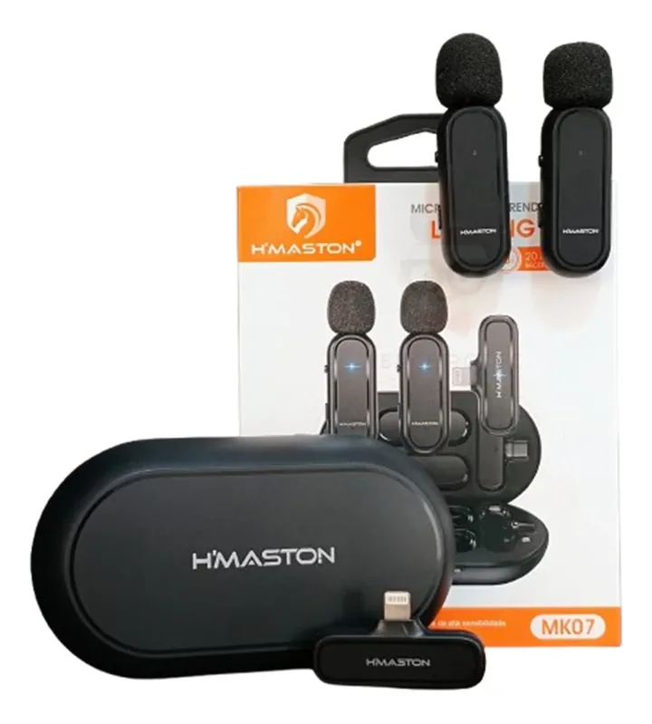 Kit 2 Microfone Duplo Profissional De Lapela Lightning H'maston
