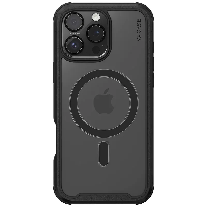 Capa Magsafe Para Iphone 16 Pro Max - Transparente Com Bordas Preto Metálico - Shield Cover Ii