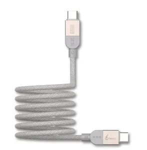 Cabo Magnético Usb-c / Usb-c – Nylon Trançado – Suprema Titanium Curl 65w