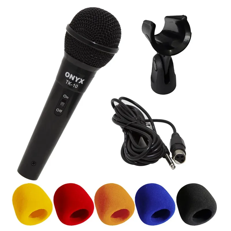 Kit Microfone Dinâmico Com Fio Tk 22c Com Suporte B19a E Espuma Onyx