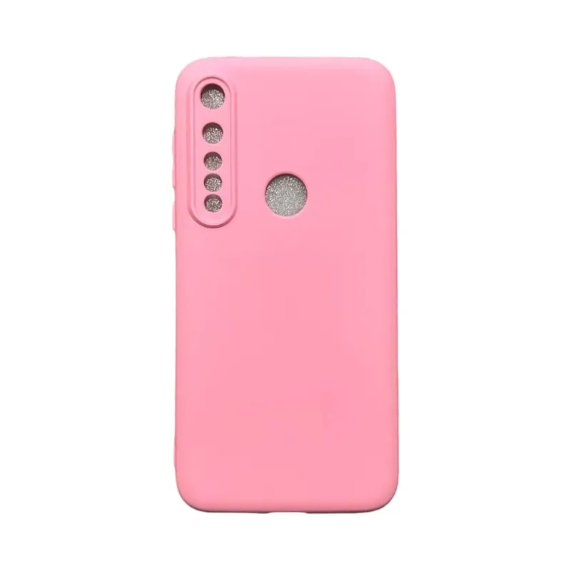 Capa Moto G8 Plus Silicone Aveludada Protege Câmera Colorida Capinha Anti Impacto Moto G8 Plus:rosa Claro