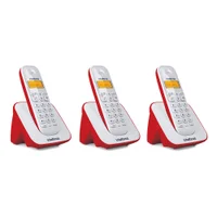 Kit Telefone Sem Fio + 2 Ramais Ts 3110 Branco E Vermelho - Intelbras