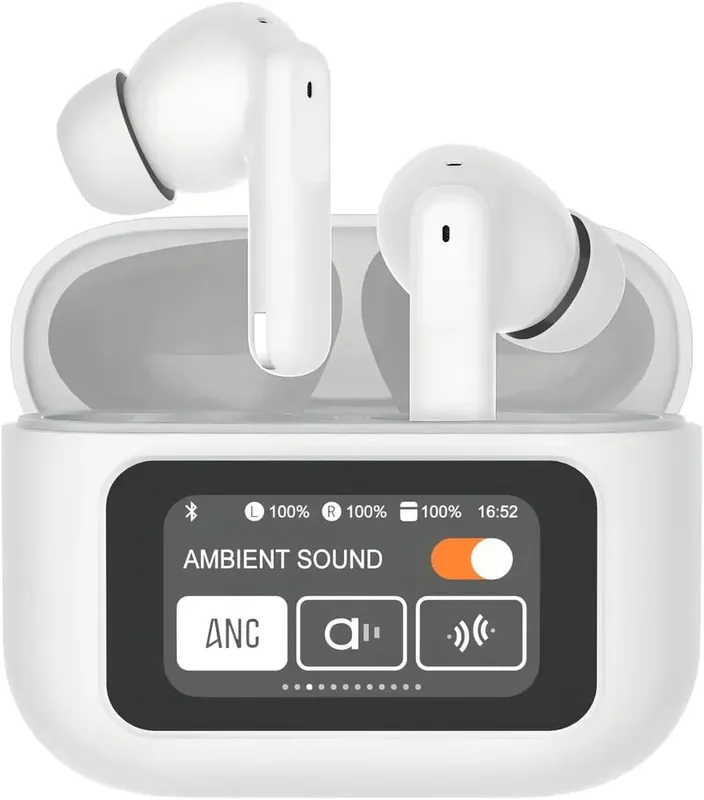Fone De Ouvido Bluetooth Sem Fio Cancelamento De Ruido Anc Com Tela Touch 12 Horas De Bateria