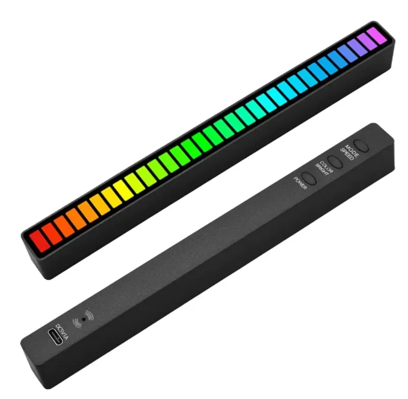 Barra De LED Rítmica RGB Captação Por Voz Som Luz Inteligente Cor Preto