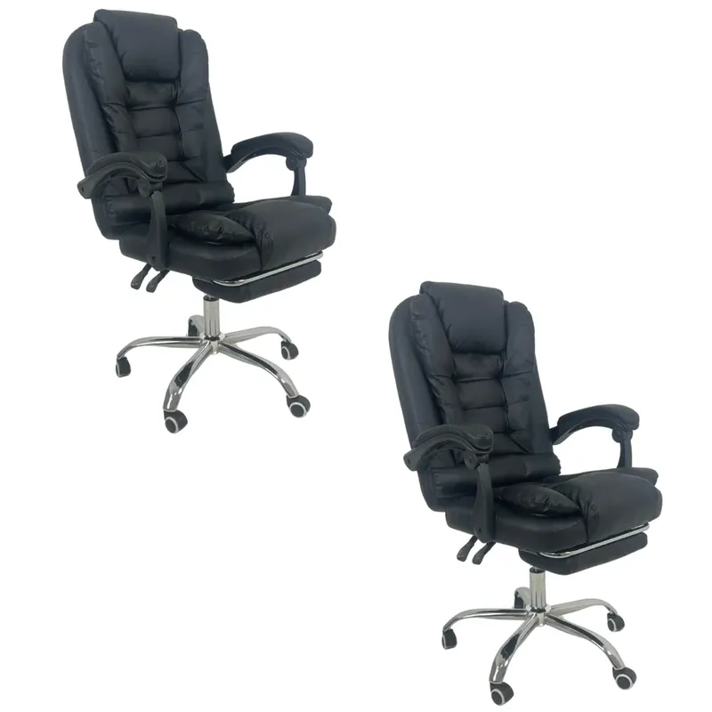 Cadeira De Escritório Presidente Soft Oficial Ergonômica Apoio Para Pés Preto