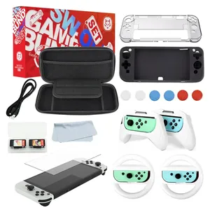 Kit Acessórios Nintendo Switch 17 Em 1 - Case Capa Película Grips Fone Cabo Dock Preto