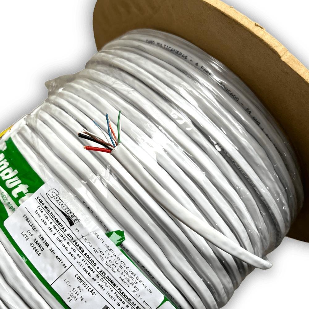 Cabo Cftv Multicameras 2x1mm 4p Bc Bb300m