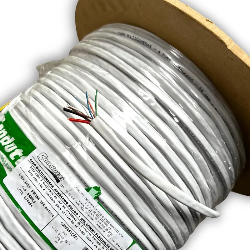 Cabo Cftv Multicameras 2x1mm 4p Bc Bb300m