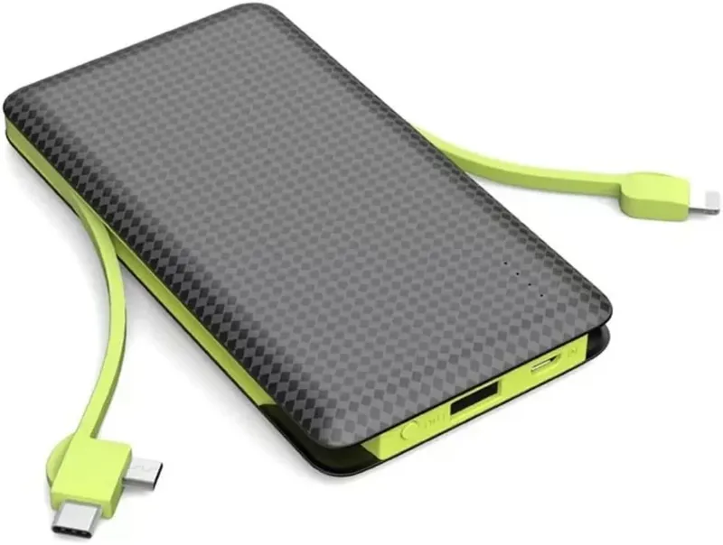 Carregador Portátil Universal Para Celular Power Bank 10000mah Carregamento Rápido 3 Saídas Lightning Usb-c E Usb (verde)