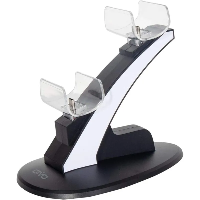Carregador Oivo Duplo LED, Para Controle Sem Fio Playstation 5, Preto e Branco -IV-P5234