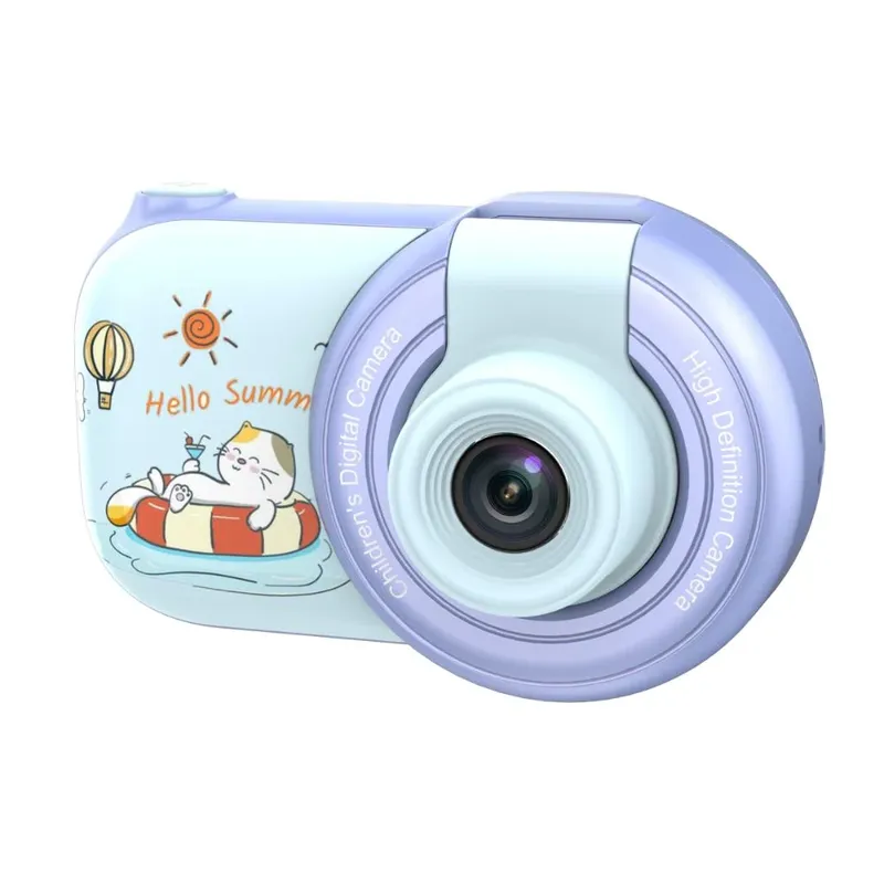 Câmera Filmadora Infantil Selfie Vídeos Lente Giratória 180° Kids Com Filtros E Efeitos - Azul