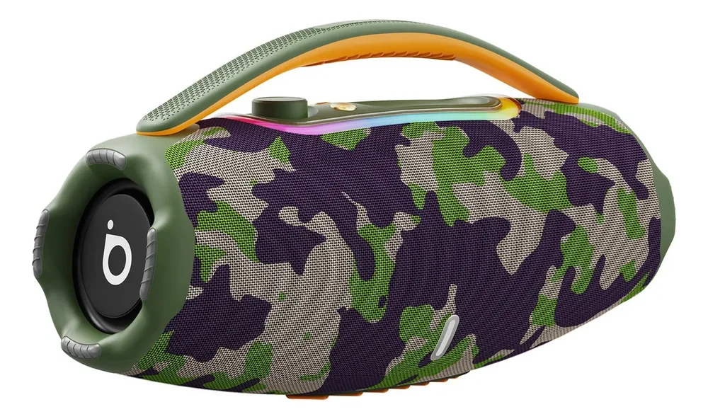 Caixa De Som Bluetooth, Basike Boombox Rad172, 60w Caixinha De Som Potente Tws, Ipx6 À Prova D'água E Resistente À Poeira, Luzes LED RGB, Camuflada