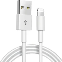 Cabo Para Carregador Turbo, Compativel C/iphone 6 7 8 X Xs 11 Se 12 Xr 13 14 Pro Max, Branco, Entrada Usb, Reforçado, 1 Metro, Carregamento Rápido