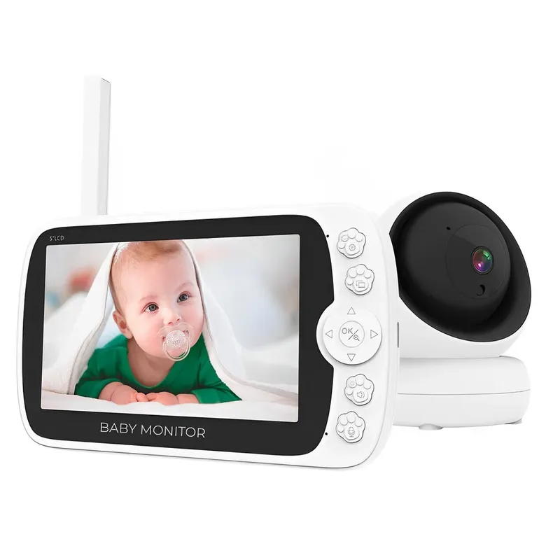 Babá Eletrônica Babymonitor Tela 5" Câmera 2.4ghz Branca