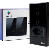 Ekaza Interruptor Inteligente Wifi 2 Botão Tomada 20a Alexa Cor Preto