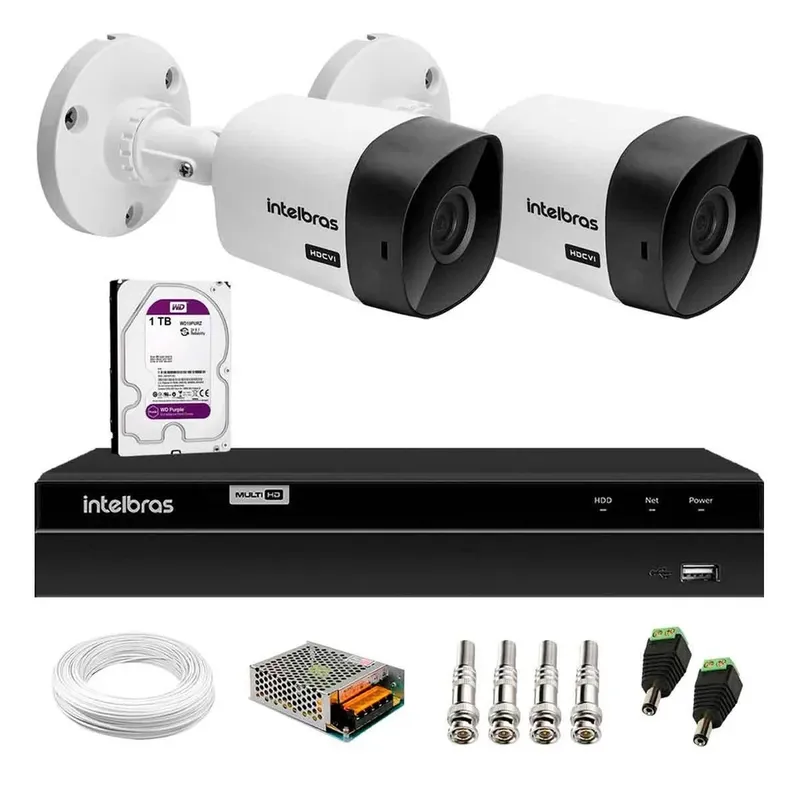 Kit 8 Câmeras Intelbras Vhc 1120 B Hd 720p Visão Noturna 20m Ip66 + Dvr Intelbras Mhdx 1108-c