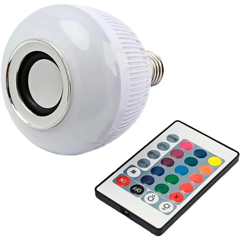 Lâmpada Musical De LED Bulbo Bluetooth RGB + Controle Remoto