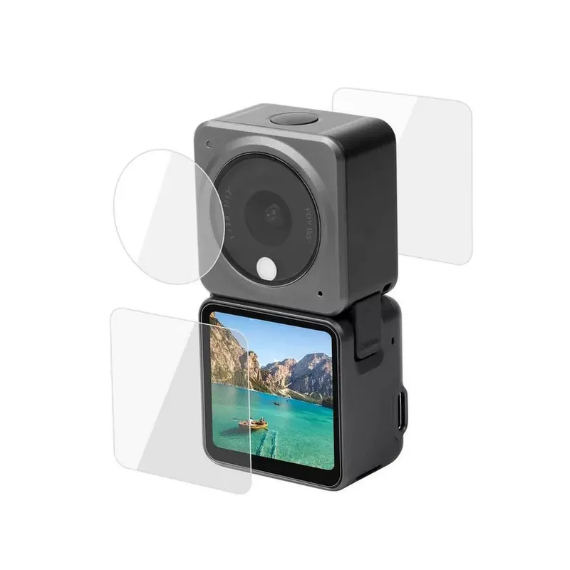 Película De Vidro Lcds E Lente Dji Action, 2 Dual Screen