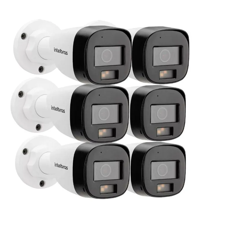 Kit Intelbras 6 Câmeras De Segurança 3220 B Multi-hd Vhd Full Color Com Microfone E Áudio 20m Branca