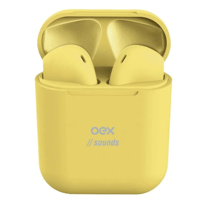 Fone De Ouvido Oex Tws11, Sem Fio, Duplo, Wireless, Amarelo