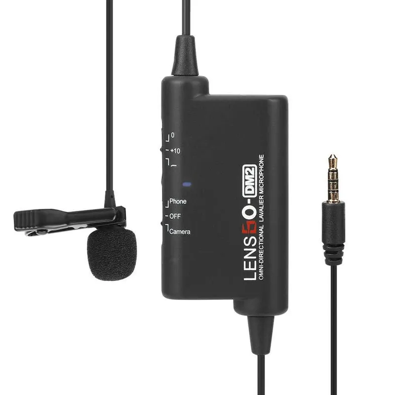 Microfone Lapela Universal Lensgo Dm2, Estúdio E Entrevista, Para Smartphones E Câmeras