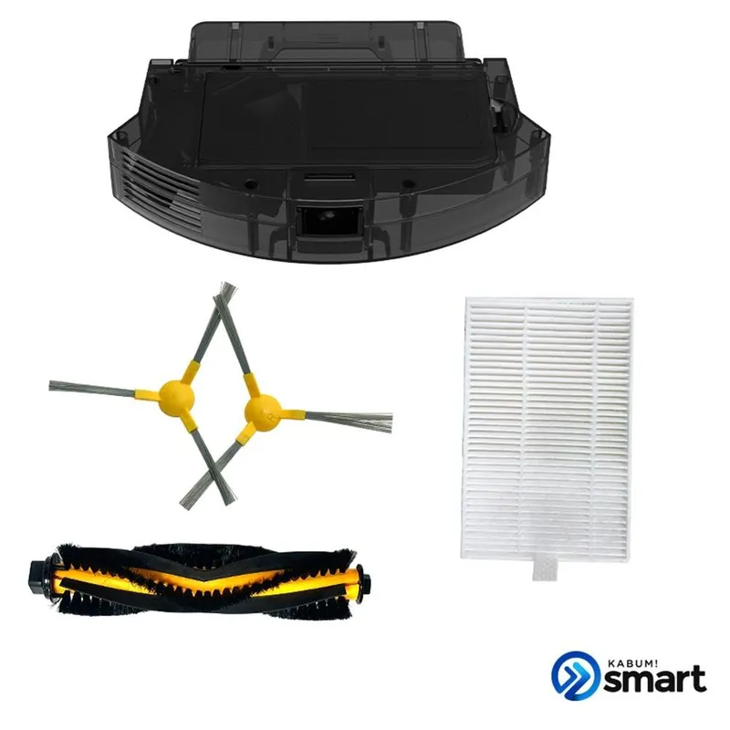 Kit reposição para Robô Aspirador KABUM! smart 500/700 - 1 Reservatório + 5 Filtros HEPA + 4 Escovas Laterais + 1 Escova Rotativa - KSHPR195