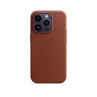 Capa Capinha Case Super Premium De Couro Sintético Magsafe Magnético Compatível Iphone 14 Pro - Marrom