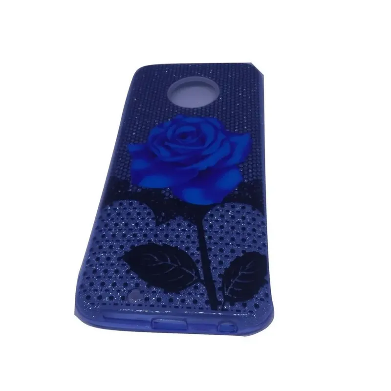 Capa Capinha Case Motorola Moto G6 Botao De Rosa Azul
