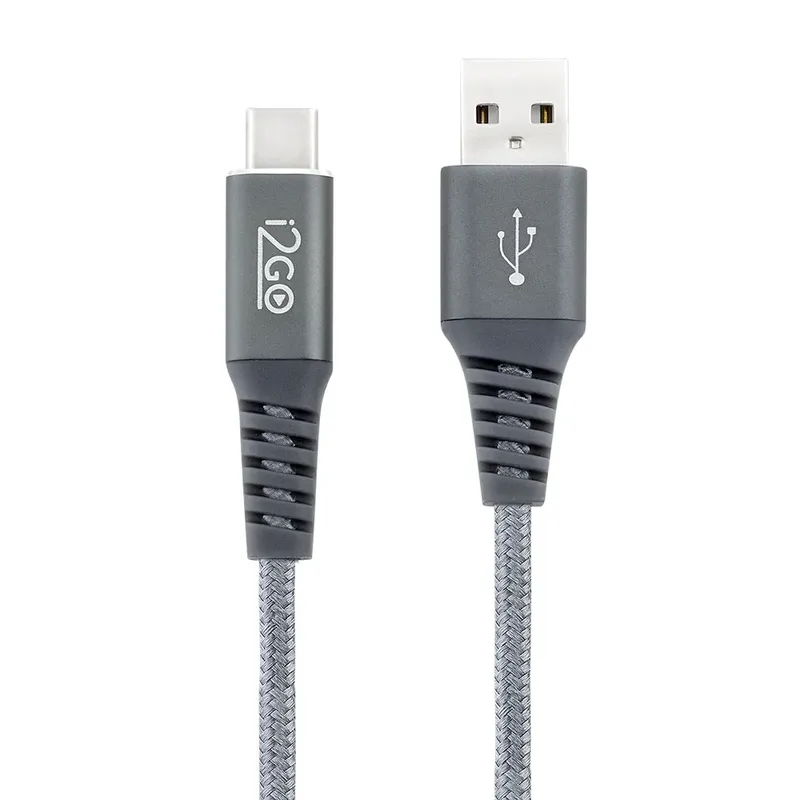 Cabo Usb-c I2go 2m 2,4a Nylon Trançado Chumbo