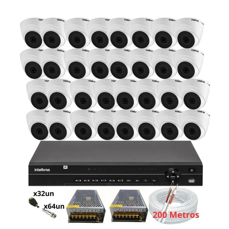 Kit Cftv 32 Câmeras Segurança Intelbras Dvr 32 Ch Mhdx 1232