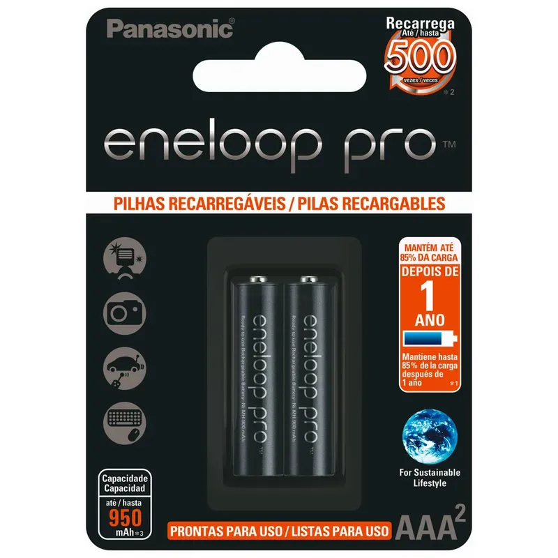 Pilha Recarregavel Panasonic Eneloop Pro 950ma Aaa Blister Com 2 Bk-4hcde/2bb