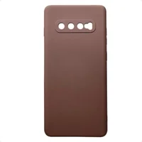 Capa Samsung S10 Silicone Aveludada Marrom-claro Lisa