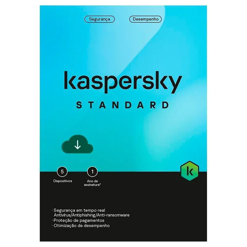 Kaspersky Antivírus Standard 5 Dispositivos 1 Ano, Digital para Download - KL1041KDEFS