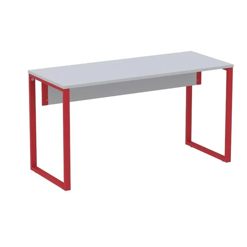 Mesa Escritório P25 Tub Pandin 150 Cm (larg) X 70 Cm (prof) Tampo Mdp Noce Pé Aço Tubular Vermelho
