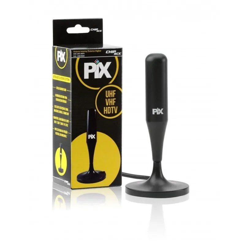 Antena Multi Interna HDTV Pix, Base Ima, 5 Metros, Plug 90 Graus