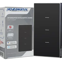Interruptor Inteligente Zigbee Linha Quartzo Novadigital 10 A 3 Botões Preto Qz-3b