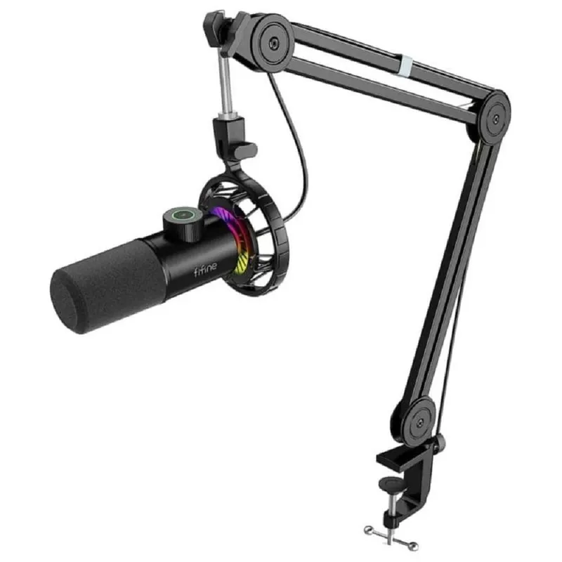 Microfone Fifine T658, Dinâmico, Luzes Led, RGB, Braço De Suporte