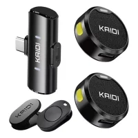 Microfone De Lapela Duplo Sem Fio Profissional Tipo C Premium Redondo Micro Wireless