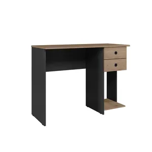 Escrivaninha Home Office Com 2 Gavetas E Espaço Para Gabinete Cor Preto Com Nature