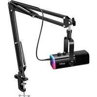Microfone Dinâmico Gamer Fifine Ampligame Am8t, Xlr/usb-c, RGB, Touch Mute, Com Braço Articulado