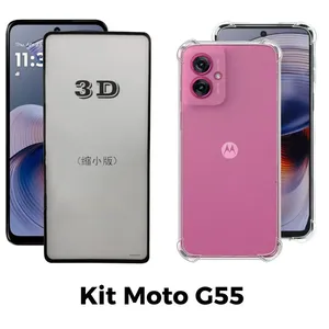 Capa Capinha Anti-impactos + Película 3d De Vidro Para Motorola Moto G55