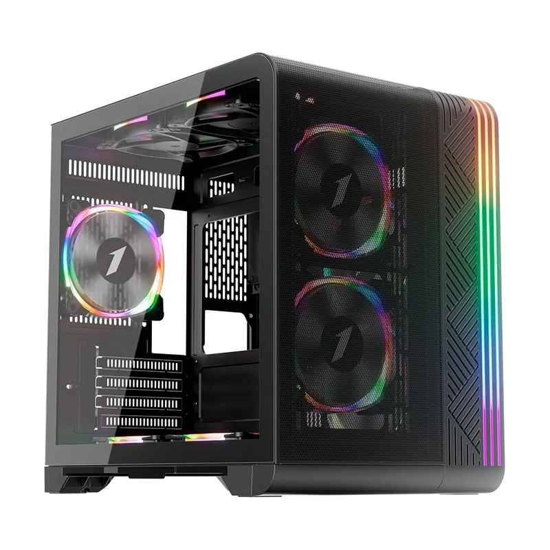 Gabinete Gamer 1STPLAYER VT5 M-ATX RGB Vidro 3 Fans